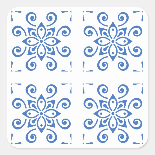 Einfaches Azulejo Quadratischer Aufkleber (Vorderseite)