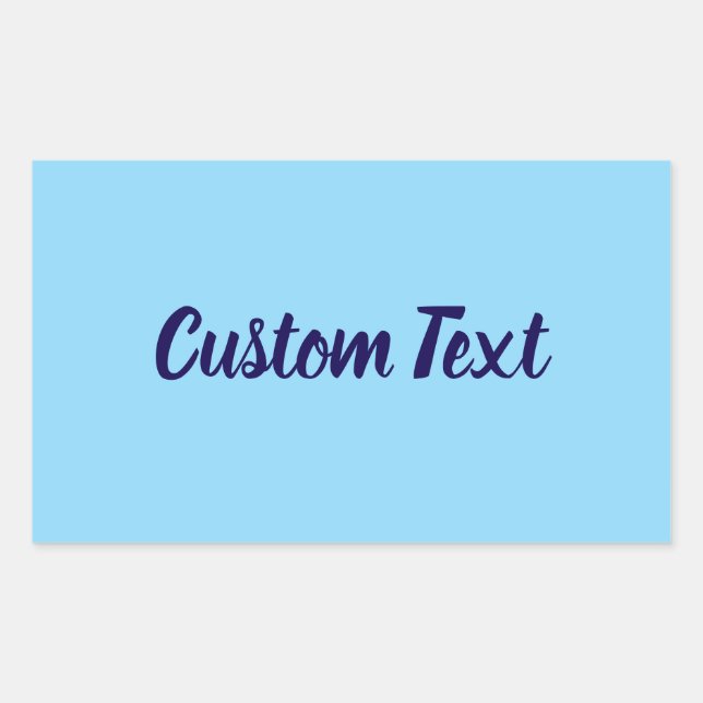 Einfaches Baby Blue mit Blue Script Text Template Rechteckiger Aufkleber (Vorderseite)