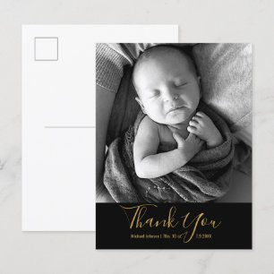 Einfaches Baby-Foto Vielen Dank, dass Sie Gold Scr Ankündigungspostkarte