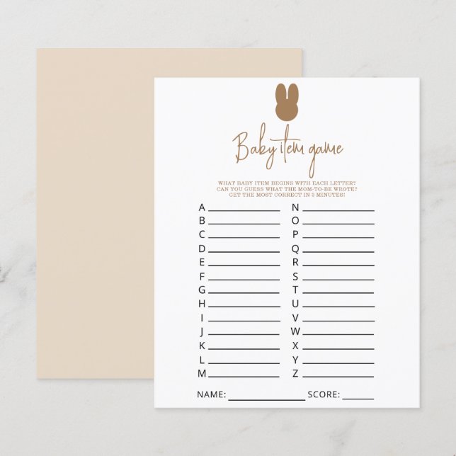 Einfaches Baby Item Game. Baby Shower Game (Vorne/Hinten)