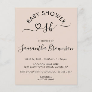 Einfaches Baby-Rosa-Monogramm-Buchstabe Herz Flyer