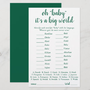 Einfaches Baby rund um die Welt Green Quiz Card
