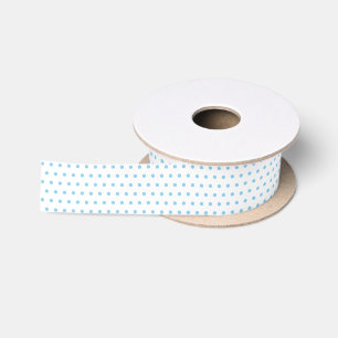 Einfaches Babyblau-Polka-Punkte-Muster auf Weiß Satinband