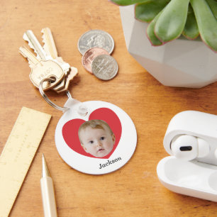 Einfaches Babygesicht mit Herzen Ein Foto Schlüsselanhänger