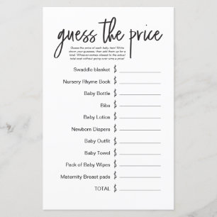 Einfaches Babyshower-Spiel: Errate den Preis