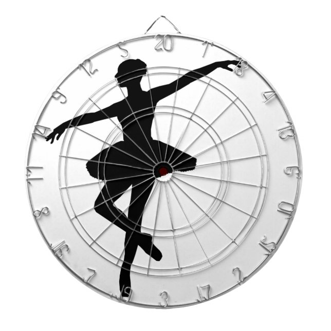 Einfaches Ballett Schwarz-weiß Ballerina Dartscheibe (vorne)