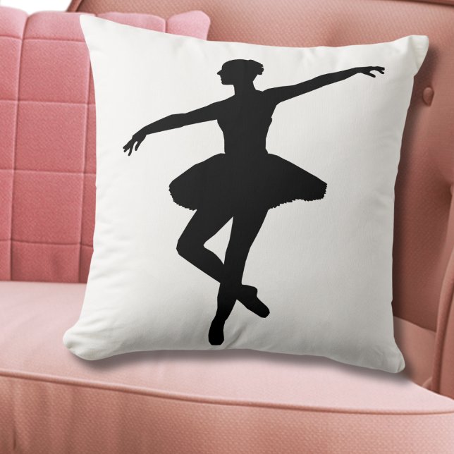 Einfaches Ballett Schwarz-weiß Ballerina Kissen (Cute Black White Dancing Ballerina Ballet Throw Pillow)