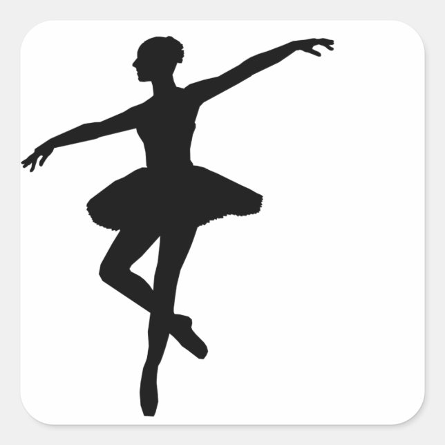 Einfaches Ballett Schwarz-weiß Ballerina Quadratischer Aufkleber (Vorderseite)
