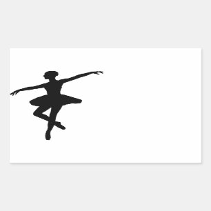 Einfaches Ballett Schwarz-weiß Ballerina Rechteckiger Aufkleber