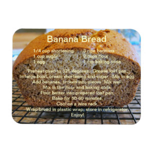 Einfaches Bananenkuchen-Rezept auf einem Magneten Magnet