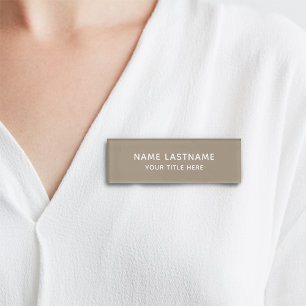 Einfaches Basis-Tan-Sand-Beige-Minimal-Modern-Tite Namenschild