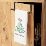 Einfaches Baum mit Bow Moderne Weihnachten Geschirrtuch<br><div class="desc">Modernes Weihnachtshandtuch mit einem einfachen und niedlichen Doodle eines Weihnachtsbaumes mit einem Bogen und dem bearbeitbaren Gruß "Frohe Weihnachten".</div>