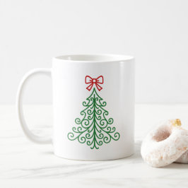 Einfaches Baum mit Bow Moderne Weihnachten Kaffeetasse