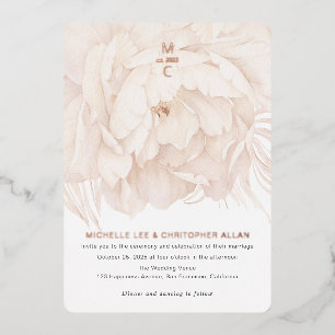 Einfaches Beige, Aquarellpeere, modernes Rosegold Folieneinladung