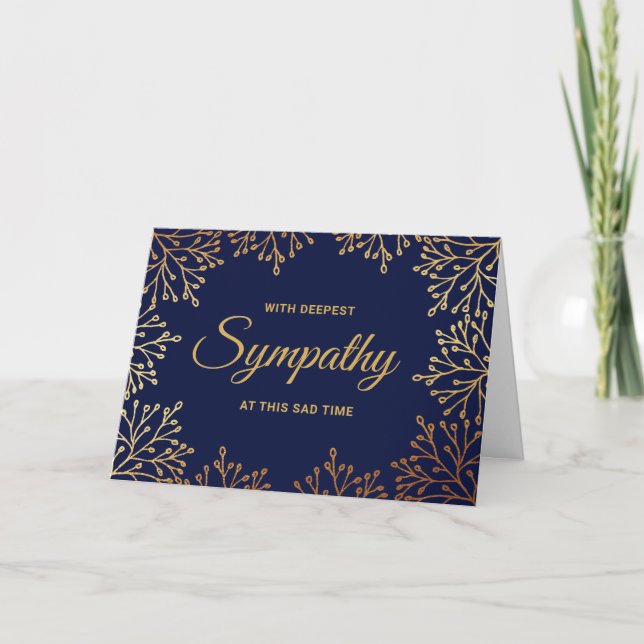 Einfaches Beileid für Navy Blue & Gold Foil Karte (Vorderseite)