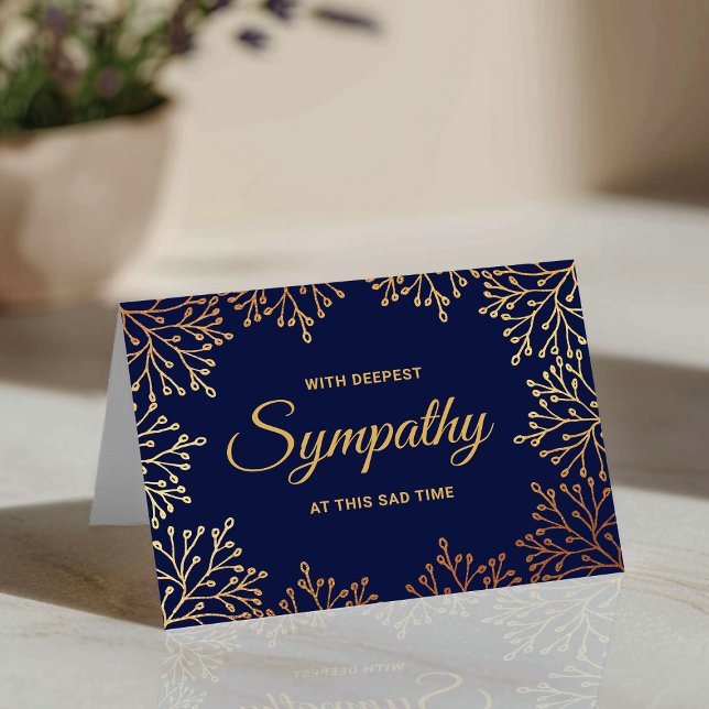 Einfaches Beileid für Navy Blue & Gold Foil Karte (Von Creator hochgeladen)