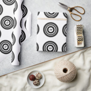 einfaches benutzerdefiniertes BLACK mandala Monogr Geschenkpapier