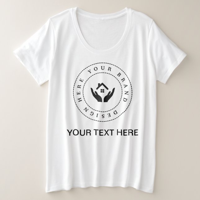 Einfaches benutzerdefiniertes Firmenlogo und Textw Große Größe T-Shirt (Design vorne)
