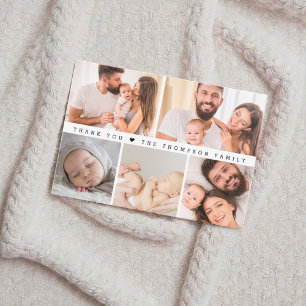 Einfaches benutzerdefiniertes Fotos Collage Baby S Dankeskarte