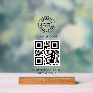 Einfaches benutzerdefiniertes Geschäftslogo und QR Acrylschild