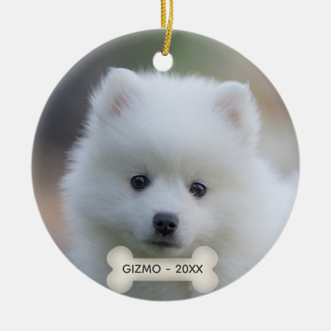 Einfaches benutzerdefiniertes japanisches Spitz-Fo Keramik Ornament (Vorne)