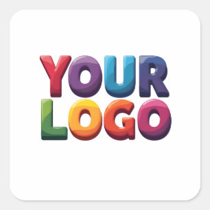 Einfaches benutzerdefiniertes Logo und Text Geschä Quadratischer Aufkleber