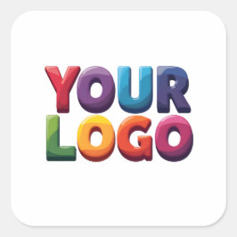 Einfaches benutzerdefiniertes Logo und Text Geschä Quadratischer Aufkleber