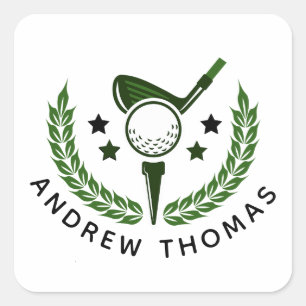Einfaches benutzerdefiniertes Monogramm Golfer Nam Quadratischer Aufkleber