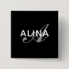 Einfaches benutzerdefiniertes Namensmonogramm 2''  Button