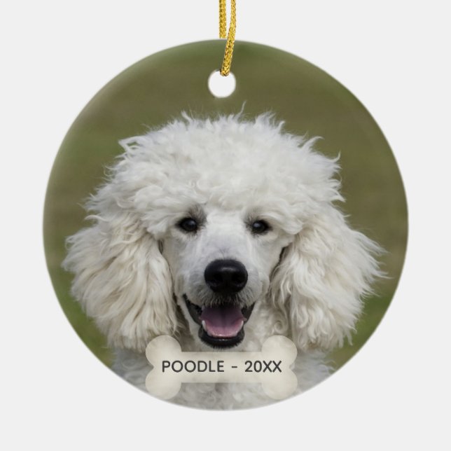 Einfaches benutzerdefiniertes Poodle-Foto Keramik Ornament (Vorne)