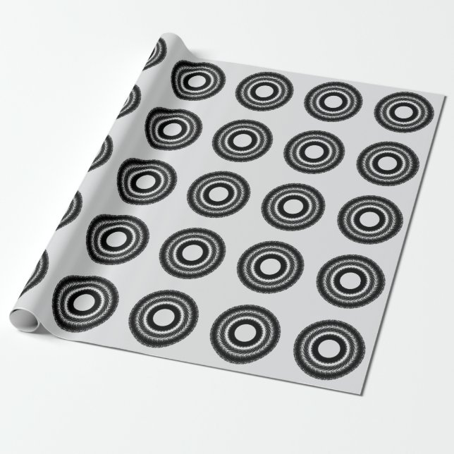 einfaches benutzerdefiniertes schwarzes Mandala-Mo Geschenkpapier (Ungerollt)