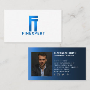 Einfaches Berufliches Foto für moderne Blue Logos Visitenkarte