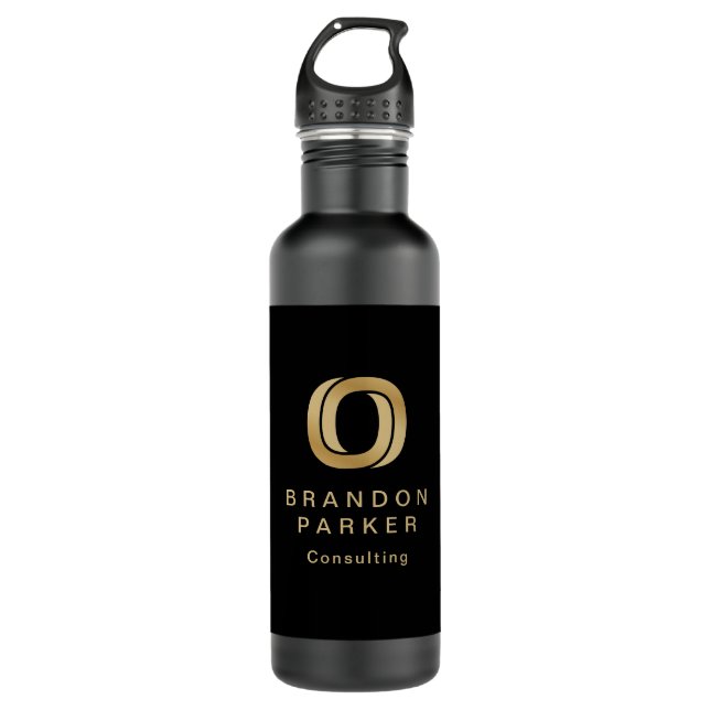 Einfaches Berufliches Gold-Business-Logo Edelstahlflasche (Vorderseite)