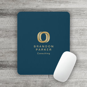 Einfaches Berufliches Gold-Business-Logo für Navy Mousepad