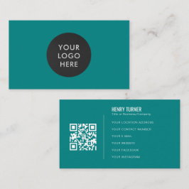 Einfaches Berufliches Logo QR Aquamarin Company Visitenkarte
