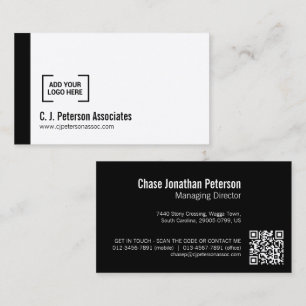 Einfaches berufliches Logo Schwarz-weiß QR-Code Visitenkarte