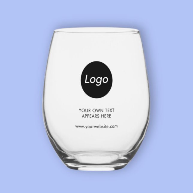 Einfaches Berufliches Logo Weinglas Ohne Stiel (Business Logo stemless wine glass with corporate website and slogan/branding of your choice.)