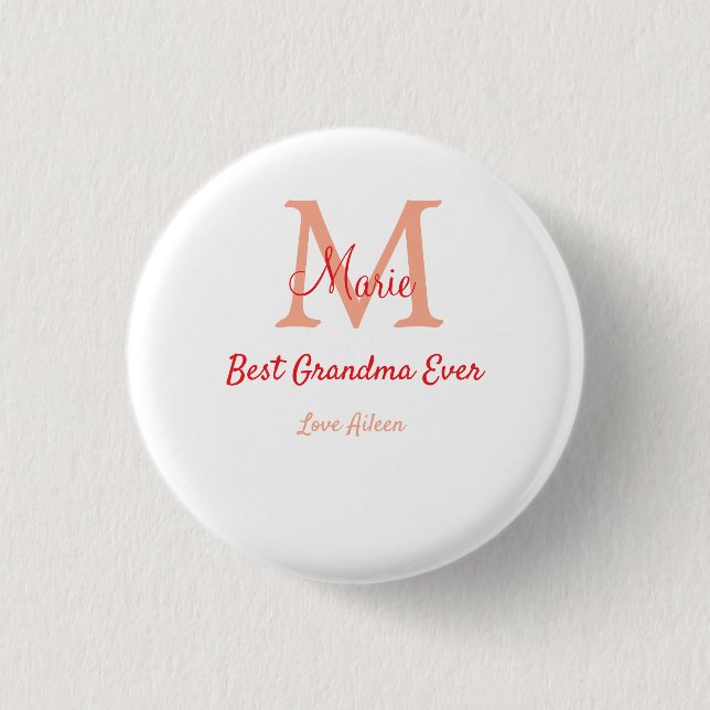 einfaches, bestes Oma-Monogramm Button (Vorderseite)
