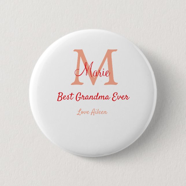einfaches, bestes Oma-Monogramm Button (Vorderseite)