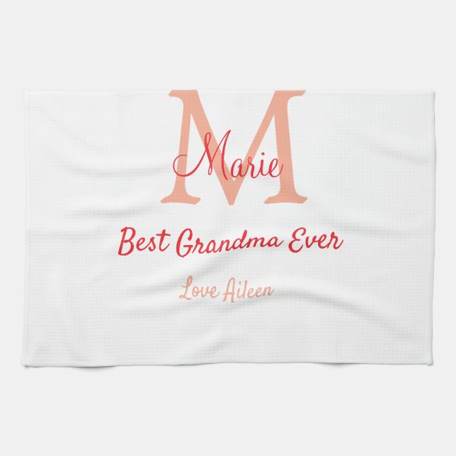 einfaches, bestes Oma-Monogramm Geschirrtuch (Horizontal)