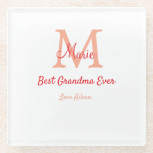 einfaches, bestes Oma-Monogramm Glasuntersetzer