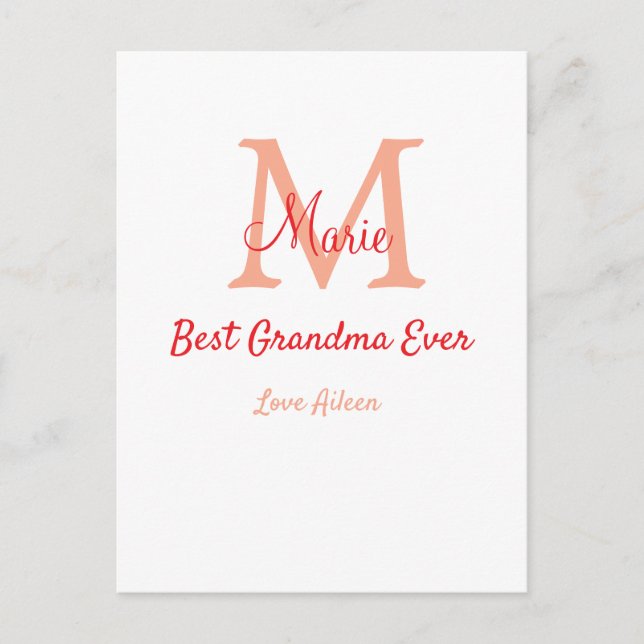 einfaches, bestes Oma-Monogramm Postkarte (Vorderseite)