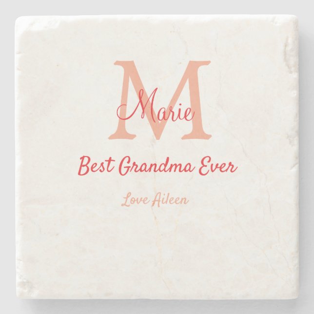 einfaches, bestes Oma-Monogramm Steinuntersetzer (Vorderseite)