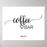 Einfaches Black Calligraphy Coffee Bar Sign