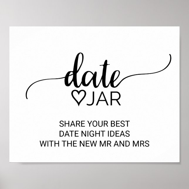 Einfaches Black Calligraphy Date Jar Sign Poster (Vorne)