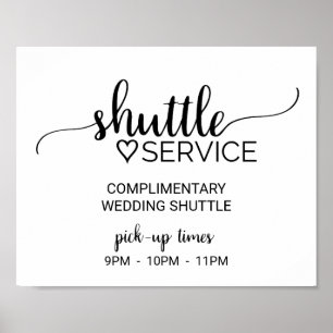 Einfaches Black Calligraphy Shuttle Service Sign Poster