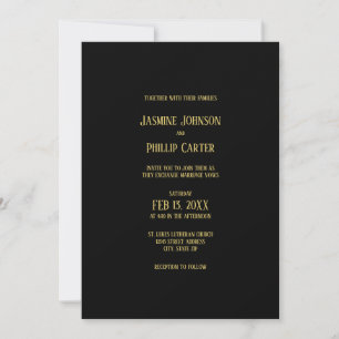 Einfaches Black&Gold Design - Einladung zum Hochze