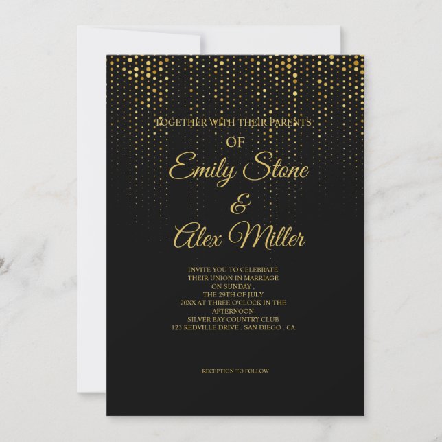 Einfaches Black&Gold elegantes Minimalistisches Fo Einladung (Vorderseite)