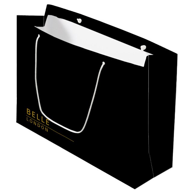 Einfaches Black & Gold-Geschäft Große Geschenktüte (Vorderseite Schrägansicht)