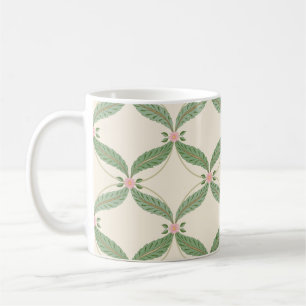 Einfaches Blätter-Blumen-Rastermuster Kaffeetasse
